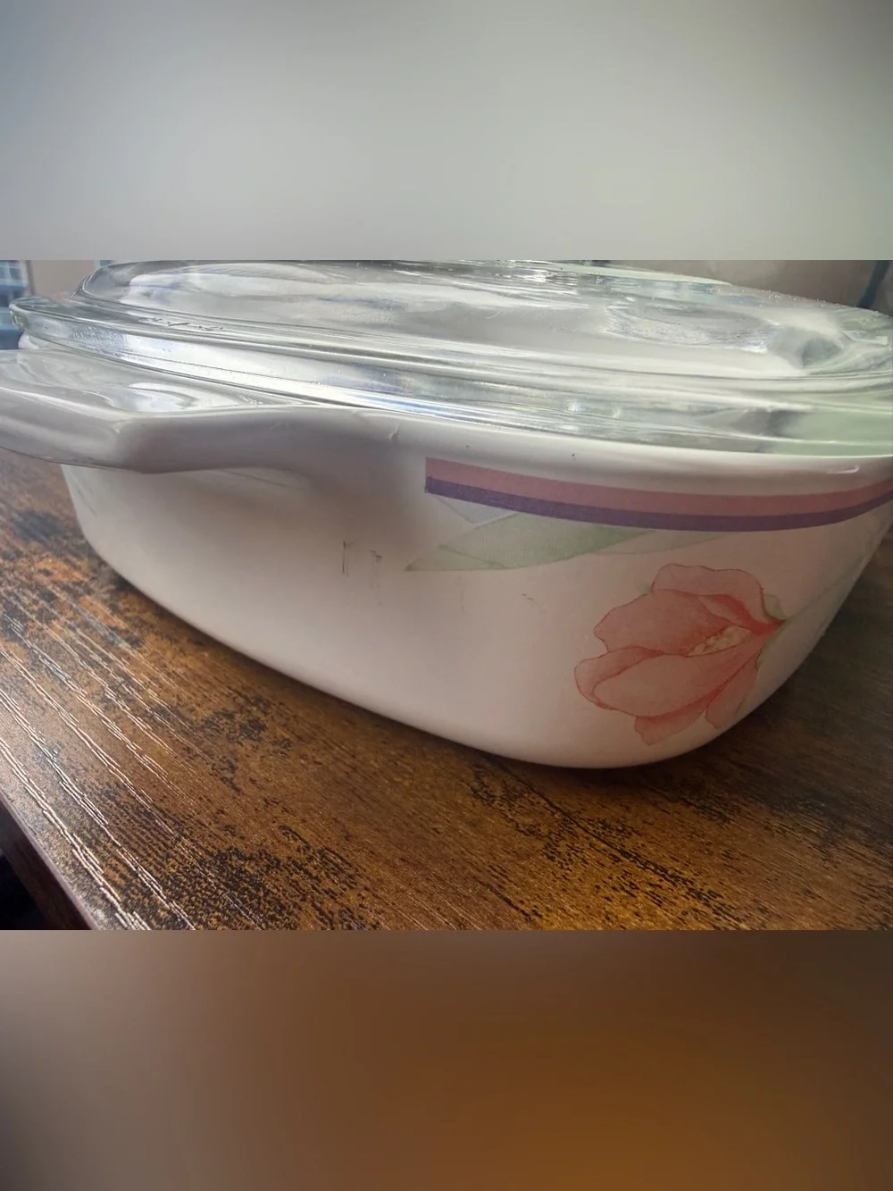 Vintage CorningWare Peony A-1-B 1 Liter Casserole w/ P-7-C Pyrex Lid